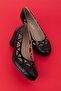 Women's Genuine Leather Round Toe Heeled Shoes vdt.1640 Black - 3