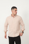 Men's Cotton Pocketless Basic Long Sleeve Shirt - Beige - 2