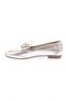59-23Y Women's Crystal Stone Buckle Shoes Gold Silvery Genuine Leather - 3