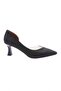 353 Women's Transparent Pointed Toe Low-Cut Heeled Shoes Black Breast