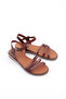 Women's Three-Striped Sandals Genuine Leather Brown 4157318 - 2