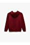 Long Sleeve Cotton Blended Pocket Slogan Printed Hooded Sweatshirt - 4