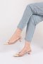 Women's Buckle Back Tie Heeled Shoes Beige 7466535 - 5