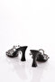 Women's black patent leather heeled mule with stone embellishments 2873128 - 3