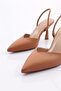 Women's Closed-Front Pointed Toe Heeled Shoes Nude 818421085 - 4