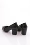 Women's Pointed Toe Silver Stone Rope Buckle Low Heel Shoes Black Laser 217362328 - 3