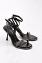 2413 Women's Ankle Strap Heeled Shoes Black - 2