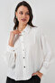 Women's White Silver Striped Shirt 5924 - 3