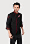 Embroidered Black Red Piping Cook Jacket - 2