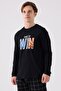 Men's Black Long Sleeve Pajama Set - 2