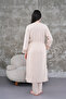 Women's Beige Lace Maternity Maternity Dressing Gown Pajama Set - 4