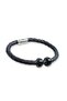 Black Ring Leather Steel Bracelet