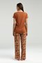 Summer Pajama Suit, Button-Down Collar, Short Sleeve, with Pockets and Print - 5