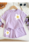 Girl's Floral Printed T-Shirt Shorts Bottom Top Children's Set
