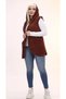 Kısmet sepeti women's plush welsoft hooded brown vest
