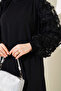 Floral Tulle Sleeve Dress Black - 3