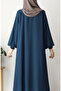 Asel Mevlana Flared Ferace Petrol Blue - 7
