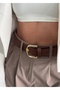 Women's Brown Gold Buckle Belt 01 - 3