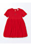 Baby Red Embroidered Crinkle Drawstring Girl's Dress - 2