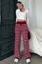 Burgundy Striped Women's Knitwear Trousers Mg2342 - 5