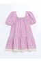 Lcw Kids Plaid Lace Detailed Girls' Dress (S5) - 3