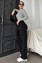 Anthracite Striped Women's Knitwear Trousers Mg2342 - 5