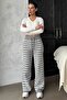 Gray Striped Women's Knitwear Pants Mg2342 - 7