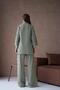 Women's Khaki Linen Embroidery and Sequin Detailed Kimono and Pants Bottom/Top Suit 29033 - 8