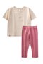Vazo Printed Tights T-Shirt Set 1-8 Years Ecru