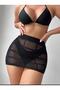 Bikini Top Openwork Pattern Mini Skirt - 4