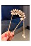 Metal U-Shaped Stylish Bun Buckle with Stones and Pearls - 2