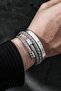 3-Piece Braided Roman Numeral Handcuff Steel Men's Bracelet Eu25 - 4