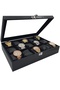 Black Diamond Leather 15-Piece Glass Watch Box St15-69