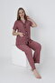 Short Sleeve Maternity and Maternity Sleepwear Set with Buttoned Front Sleeves and Ruffle Detail - 4