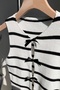 Women's Bow Detailed Sleeveless Knitwear Crop Cardigan Striped - 3