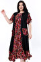 Back Lace-Up and Low-Cut Round Neck Print Short Sleeve Pocket Color-Blocking Fit Stretchy Long Dress - 3