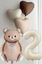 2 Year Old Birthday Caramel Balloon Set with Bow Tie Bear and 3 Retro Heart Balloons