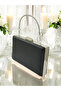 Black Chain Strap Evening Bag, Wrinkled Leather, Metallic Detail, Durable, Stylish Evening Clutch.