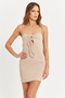 Women's Stone Front Drawstring Window Mini Dress Ey3047