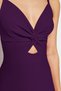 Purple Crepe Body-Hugging Strappy Cut-Out Detail Ruffled Sweetheart Neckline Mini Knitted Dress TWOSS23EL02097 - 5