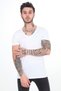 White Wide Collar Dirty Collar Slim Fit T-shirt