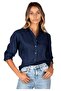 Slim Fit Navy Blue Women's Shirt - 3