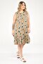 Round Neck Sleeveless Floral Pattern Woven Dress Brown - 4