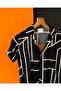 White Striped Short Sleeve Slim Fit Men's Shirt Viscose Fabric - 3