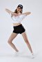 Black Knitted Fabric Striped High Waist Shorts with Elastic Waist Adjustable Lacing - 7