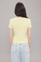 Açık Sarı Tavşan Baskılı Fitted/Vücuda Oturan Örme T-Shirt TWOSS25TS00095 - 4