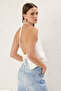 Beyaz Fitted V Yaka Astarlı Brode/Fisto Yelek TWOSS25YE00088 - 3