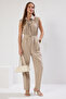 Stone Shirt Collar Sleeveless Gabardine Woven Jumpsuit TWOSS21TU0233