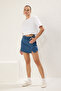 Mavi Yırtmaçlı Mini Denim Şort Etek TWOSS23SR00091 - 2