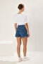 Mavi Yırtmaçlı Mini Denim Şort Etek TWOSS23SR00091 - 4